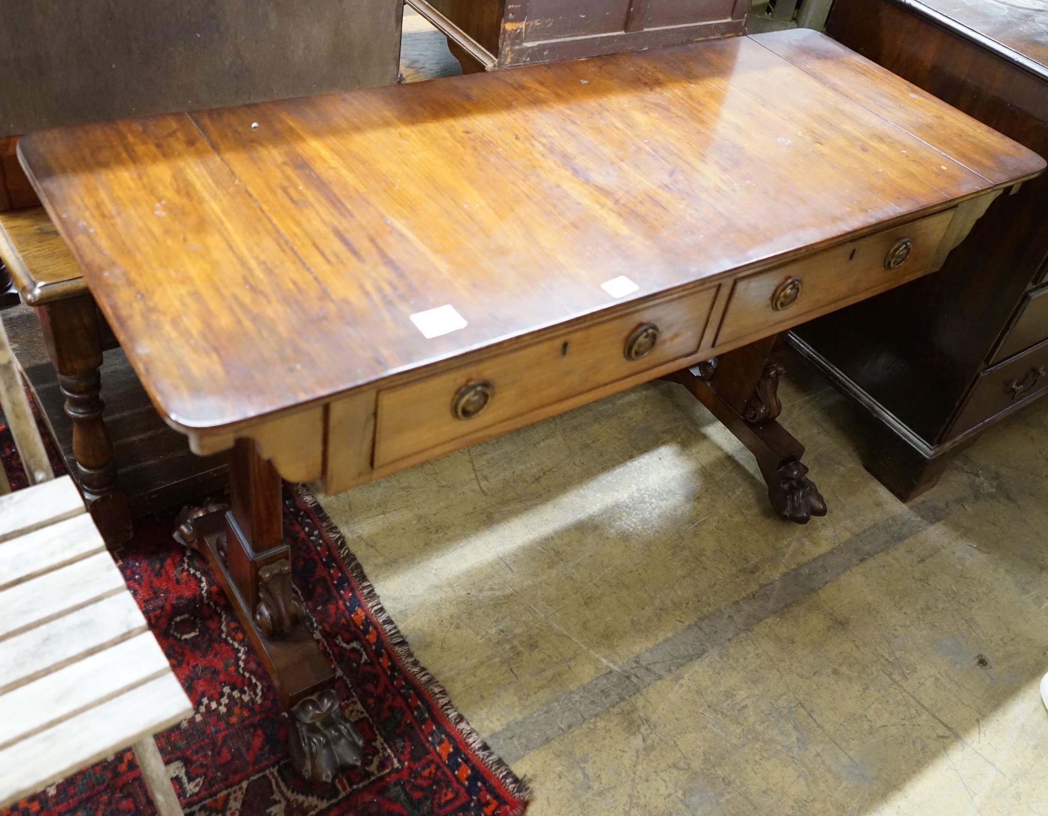 A Victorian rosewood centre table, width 122cm, depth 48cm, height 70cm